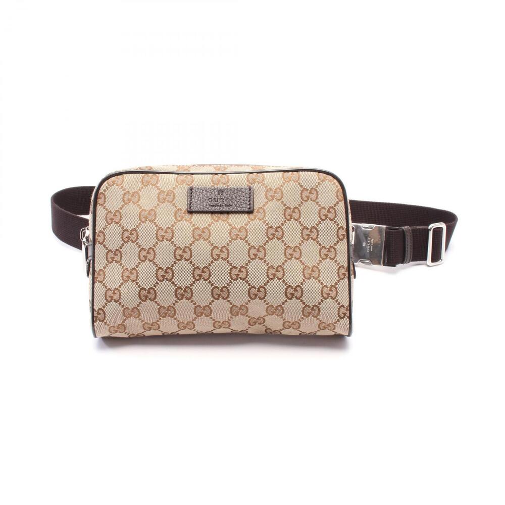 Gucci waist bag body canvas leather beige brown